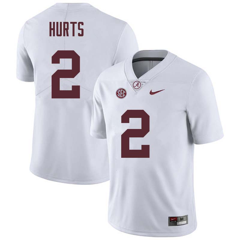 Alabama Crimson Tide Men's Jalen Hurts #2 White NCAA Nike Authentic Stitched College Football Jersey KT16Y03WV